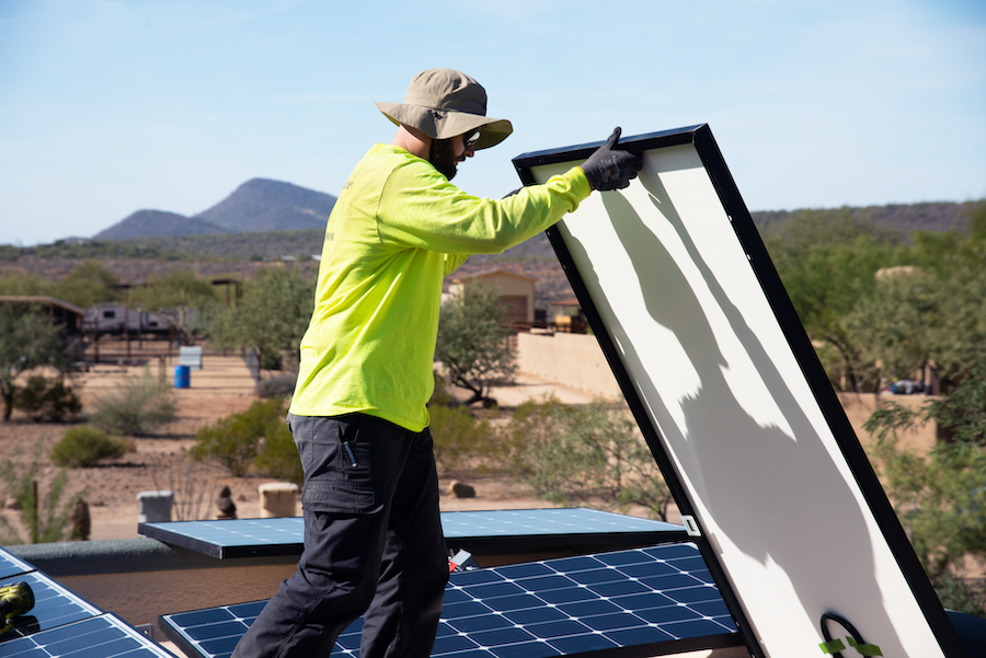 installer installing SouthFace Solar solar installer installing solar panels